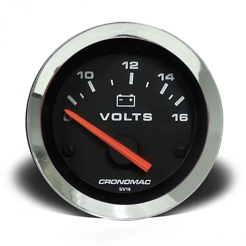 Voltímetro 52mm 12V Croma - Preto
