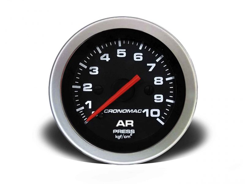 Manômetro Pressão Ar 52mm Mecânico 10Kg  Sport Preto