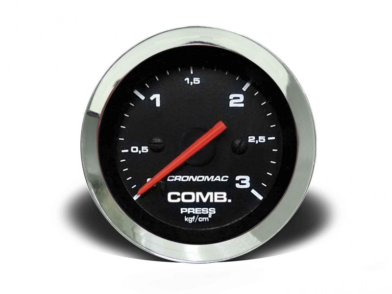 Manômetro Pressão Combustível 52mm Mecânico 3kg Croma - Preto