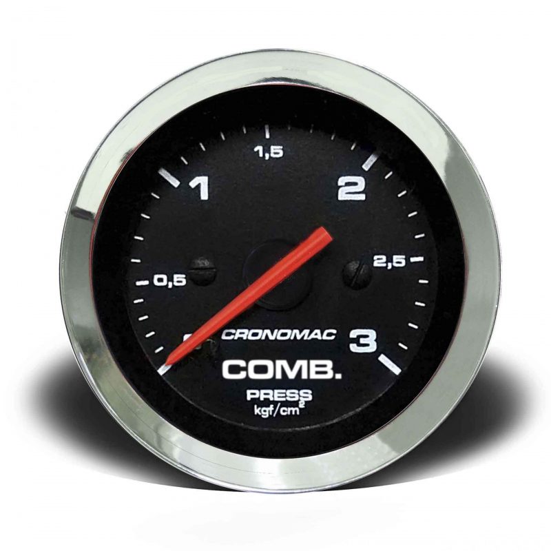 Manômetro Pressão Combustível 52mm Mecânico 3kg Croma - Preto