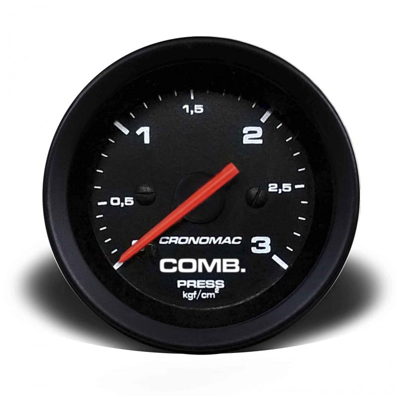 Manômetro Pressão Combustível 52mm Mecânico 3kg Street - Preto