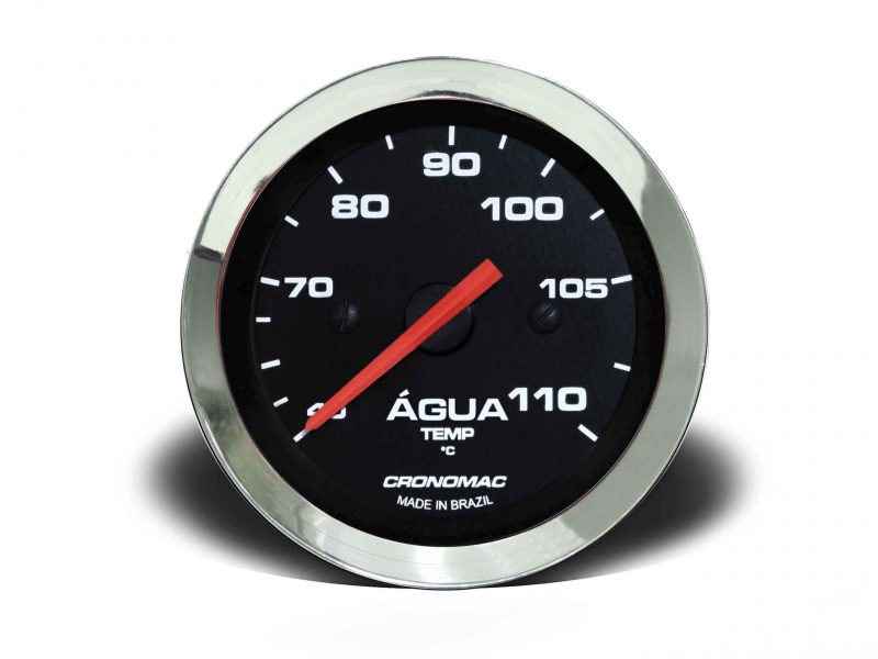 Termômetro Mecânico 52mm Água 5 metros Croma Preto