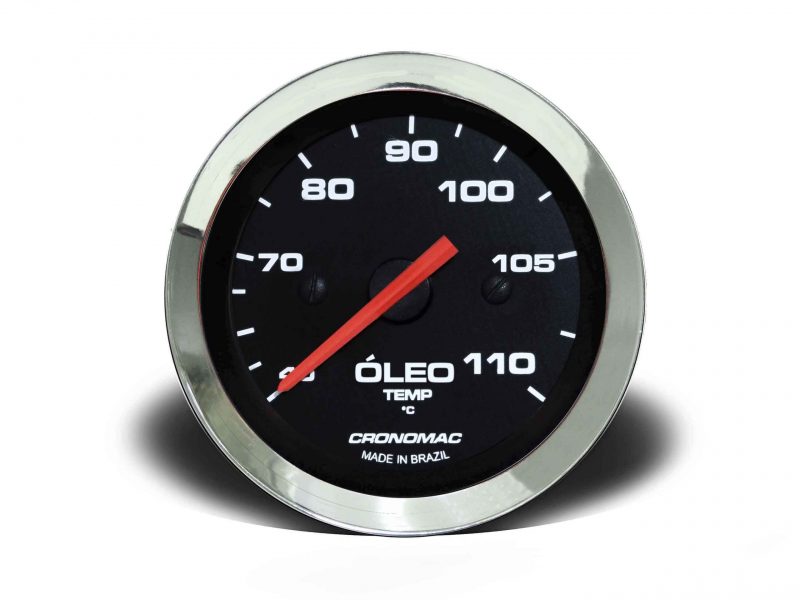 Termômetro Mecânico 52mm Óleo 2 Metros Croma Preto