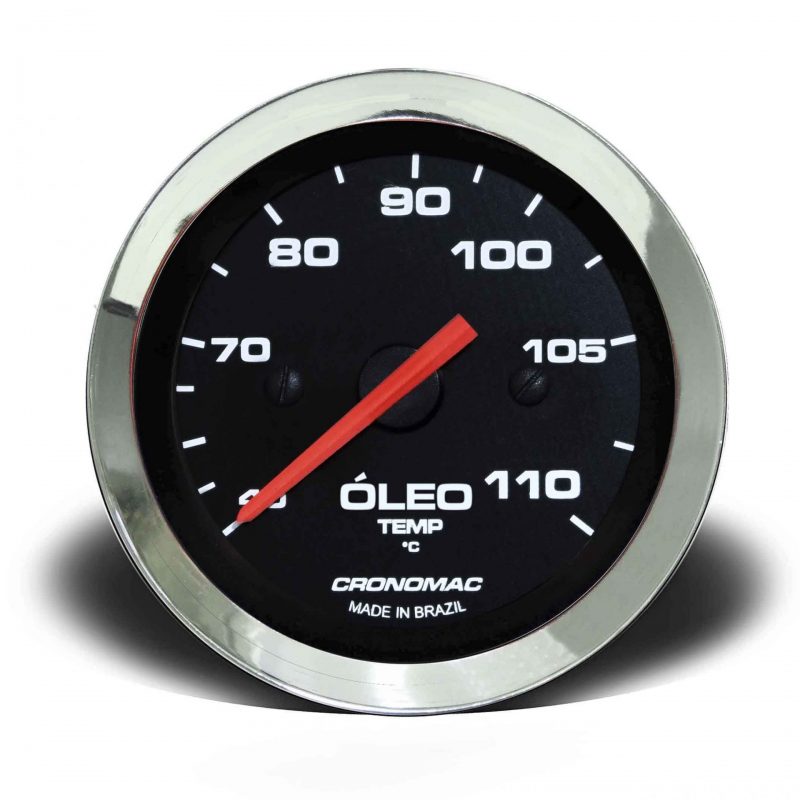 Termômetro Mecânico 52mm Óleo 2 Metros Croma Preto