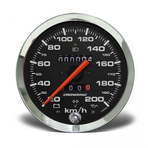 Velocímetro 100mm Mecânico 200kmh Croma - Preto 2 hodômetros com sinaleira W 0.5