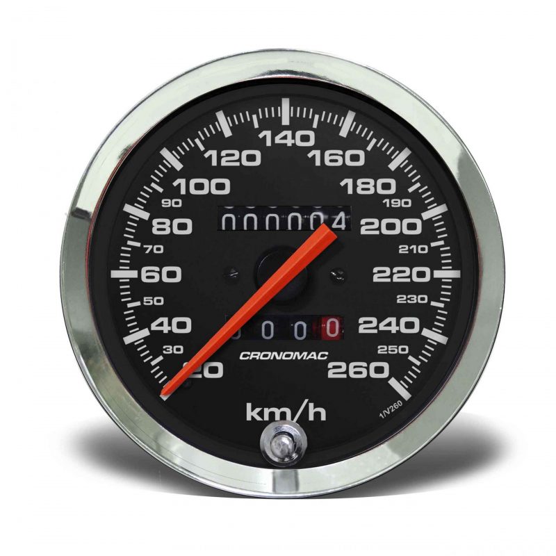 Velocímetro 100mm Mecânico 260kmh  Croma - Preto 2 hodômetros W 0.5