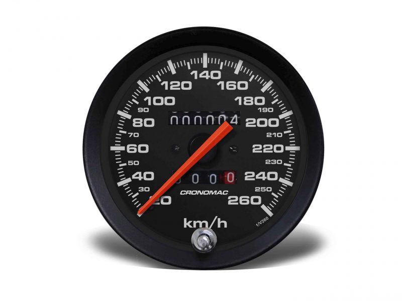 Velocímetro 100mm Mecânico 260kmh Street - Preto 2 hodômetros  W 0.5