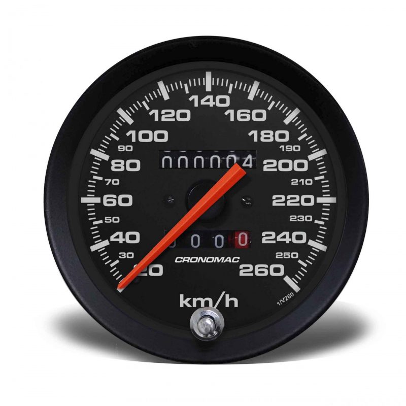 Velocímetro 100mm Mecânico 260kmh Street - Preto 2 hodômetros  W 0.5