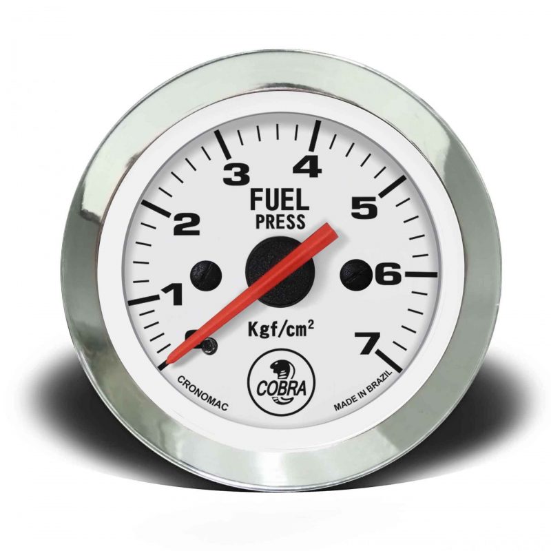 Manômetro Pressão Combustível 52mm Mecânico 7kg Cobra - Branco