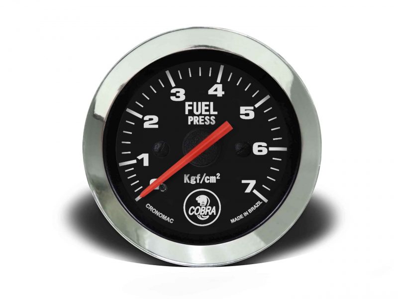 Manômetro Pressão Combustível 52mm Mecânico 7kg Cobra - Preto