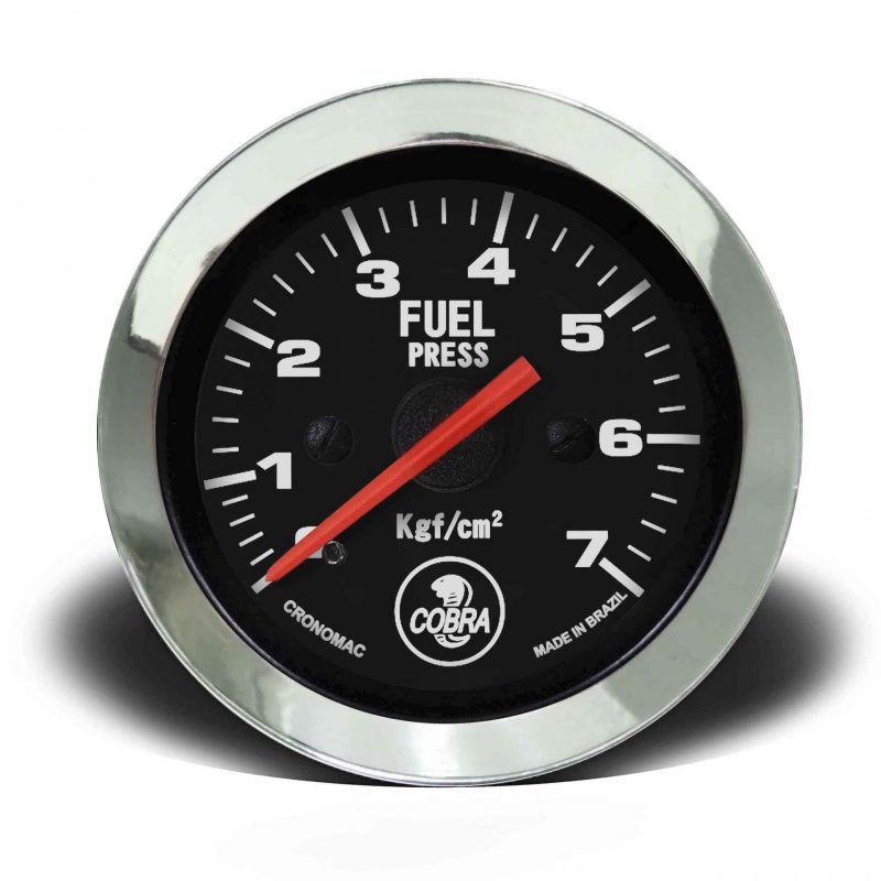 Manômetro Pressão Combustível 52mm Mecânico 7kg Cobra - Preto