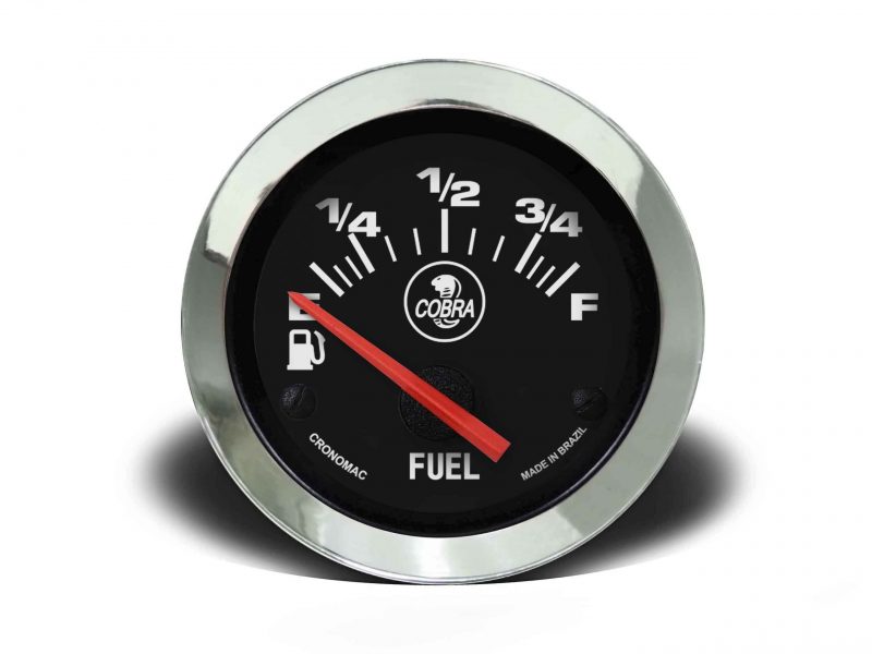 Indicador de Nível de Combustível 52mm Elétrico Cobra - Preto