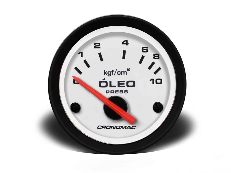 Manômetro Óleo 52mm Elétrico 10kg Street - Branco
