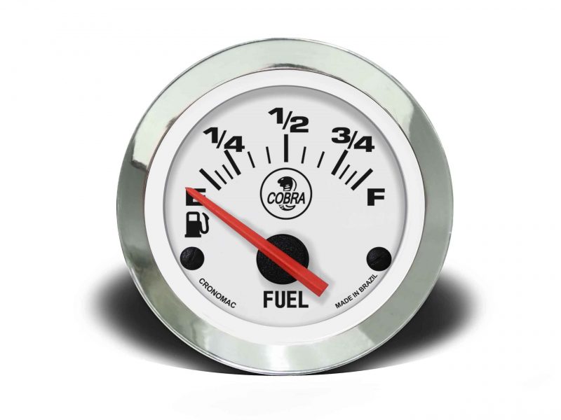 Indicador de Nível de Combustível 52mm Elétrico Cobra - Branco