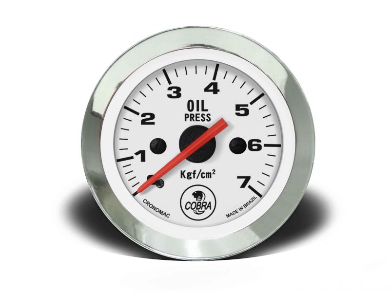 Manômetro Pressão Óleo 52mm Mecânico 7Kg Cobra - Branco