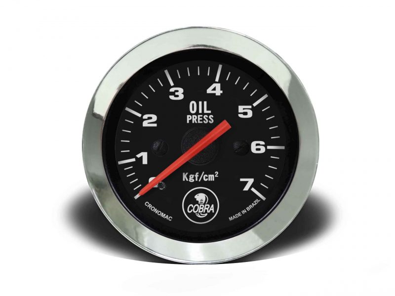 Manômetro Pressão Óleo 52mm Mecânico 7Kg Cobra - Preto