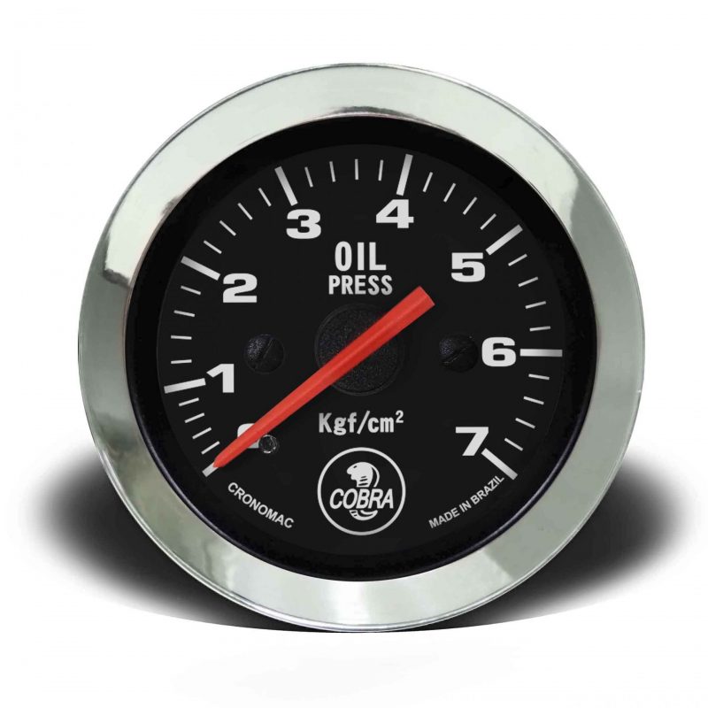 Manômetro Pressão Óleo 52mm Mecânico 7Kg Cobra - Preto