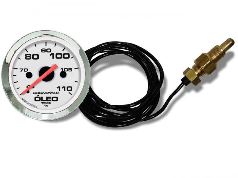 Termômetro Mecânico 52mm Óleo 2 metros Croma Branco - Image 2