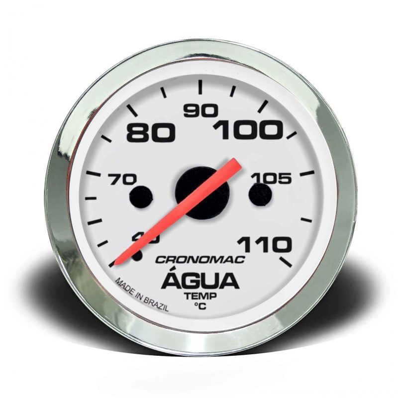 Termômetro Mecânico 52mm Água 2 Metros Croma - Branco