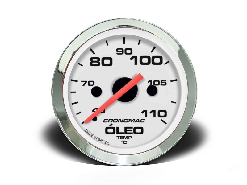 Termômetro Mecânico 52mm Óleo 2 metros Croma Branco