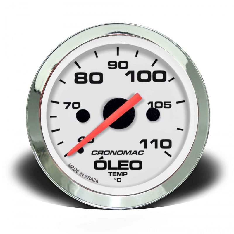 Termômetro Mecânico 52mm Óleo 2 metros Croma Branco