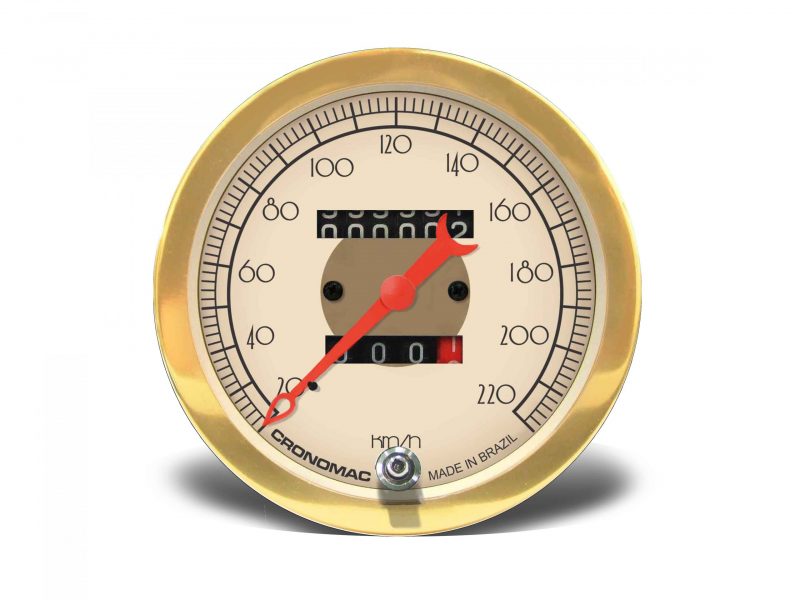 Velocímetro 100mm Mecânico 220Kmh HOT Gold 2 hodômetros W 0.5