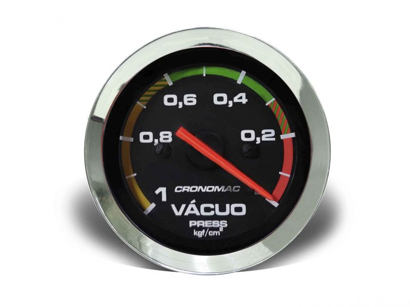 Manômetro Vácuo 60mm Mecânico Croma - Preto c/ Faixa