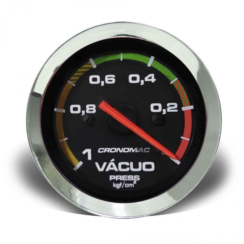 Manômetro Vácuo 60mm Mecânico Croma - Preto c/ Faixa