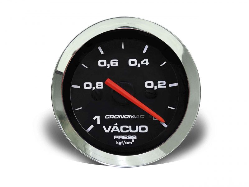 Manômetro Vácuo 52mm Mecânico Croma - Preto s/Faixa