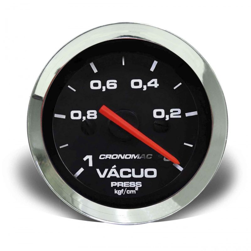 Manômetro Vácuo 52mm Mecânico Croma - Preto s/Faixa