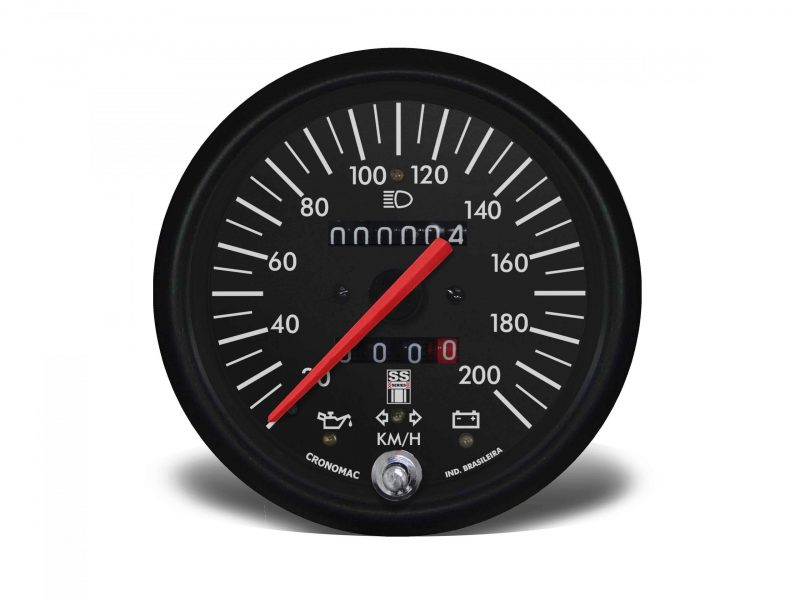 Velocímetro 100mm Mecânico  200km/h SS 2 hodômetros com sinaleira