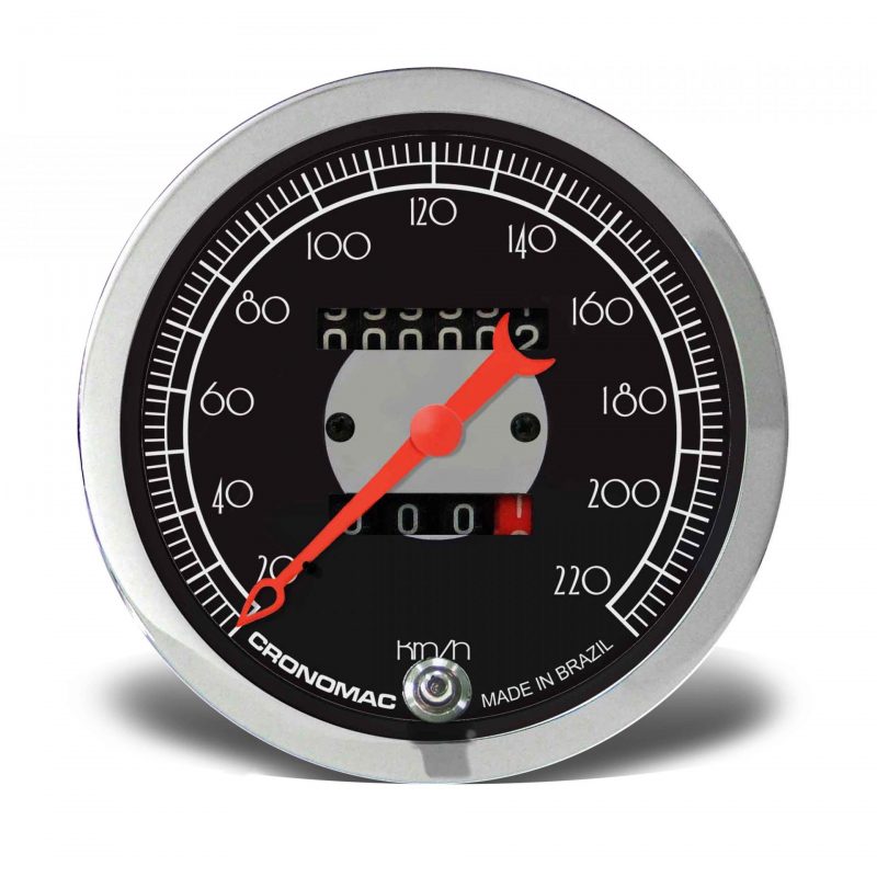 Velocímetro 100mm Mecânico 220Kmh HOT Black 2 hodômetros W 0.5