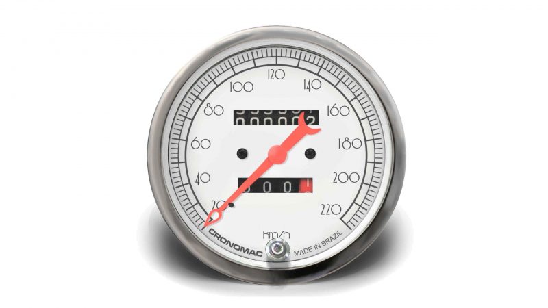 Velocímetro 100mm Mecânico 220Kmh HOT Silver 2 hodômetros W 0.5