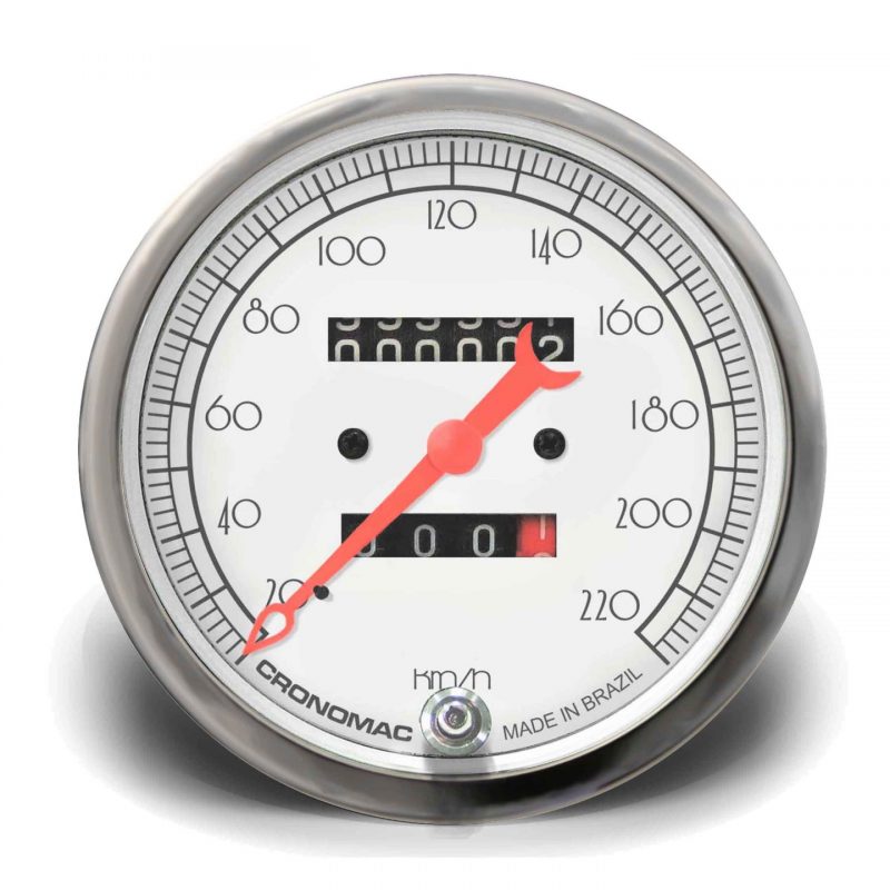 Velocímetro 100mm Mecânico 220Kmh HOT Silver 2 hodômetros W 0.5
