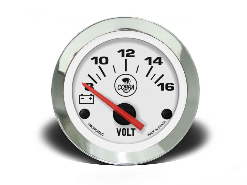 Voltímetro 52mm Elétrico 12v Cobra - Branco