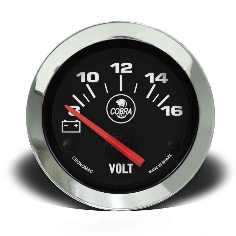 Voltímetro 52mm Elétrico 12v Cobra - Preto