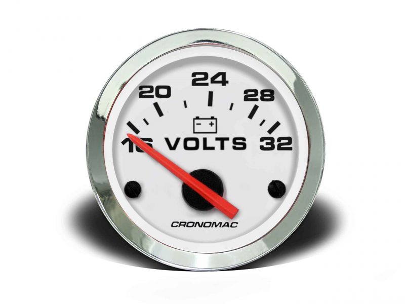Voltímetro 52mm 24V Croma - Branco