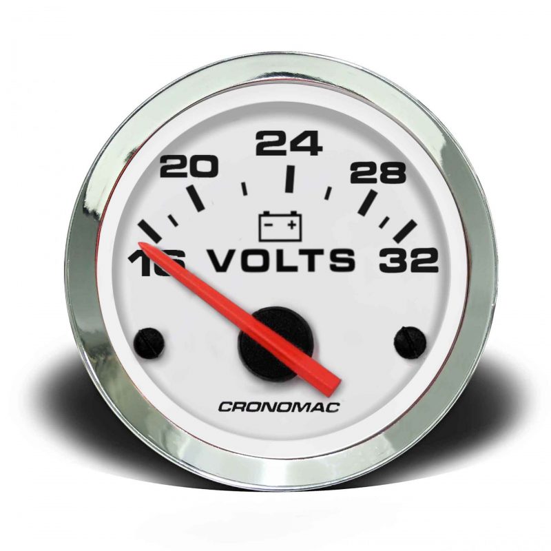 Voltímetro 52mm 24V Croma - Branco