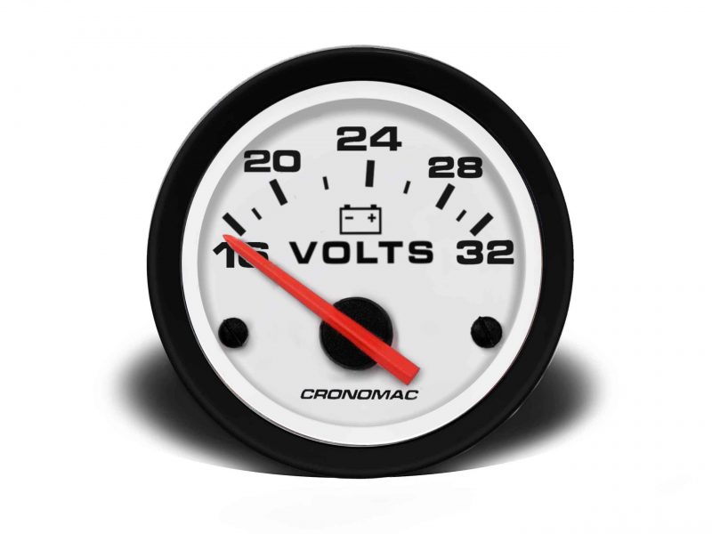 Voltímetro 52mm 24V Street - Branco