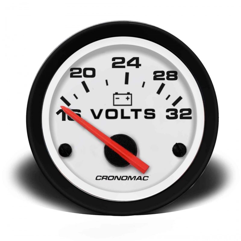 Voltímetro 52mm 24V Street - Branco