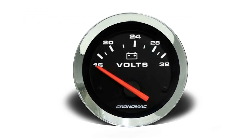 Voltimetro 52mm 24V Croma - Preto