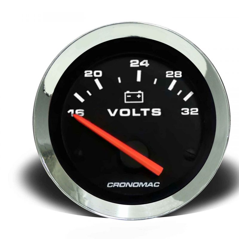 Voltimetro 52mm 24V Croma - Preto