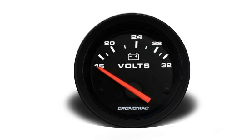 Voltímetro 52mm 24V Street - Preto