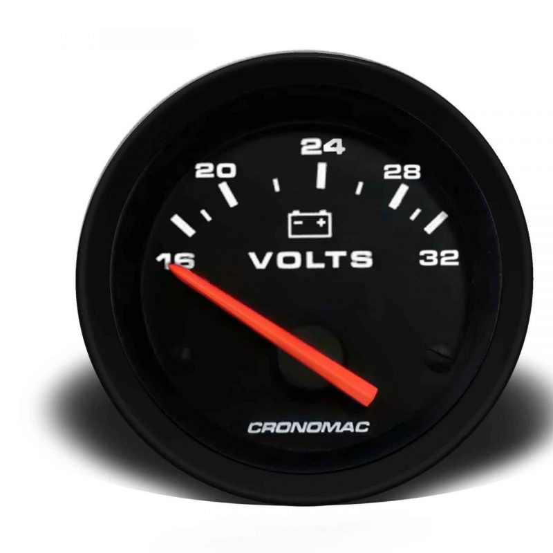 Voltímetro 52mm 24V Street - Preto