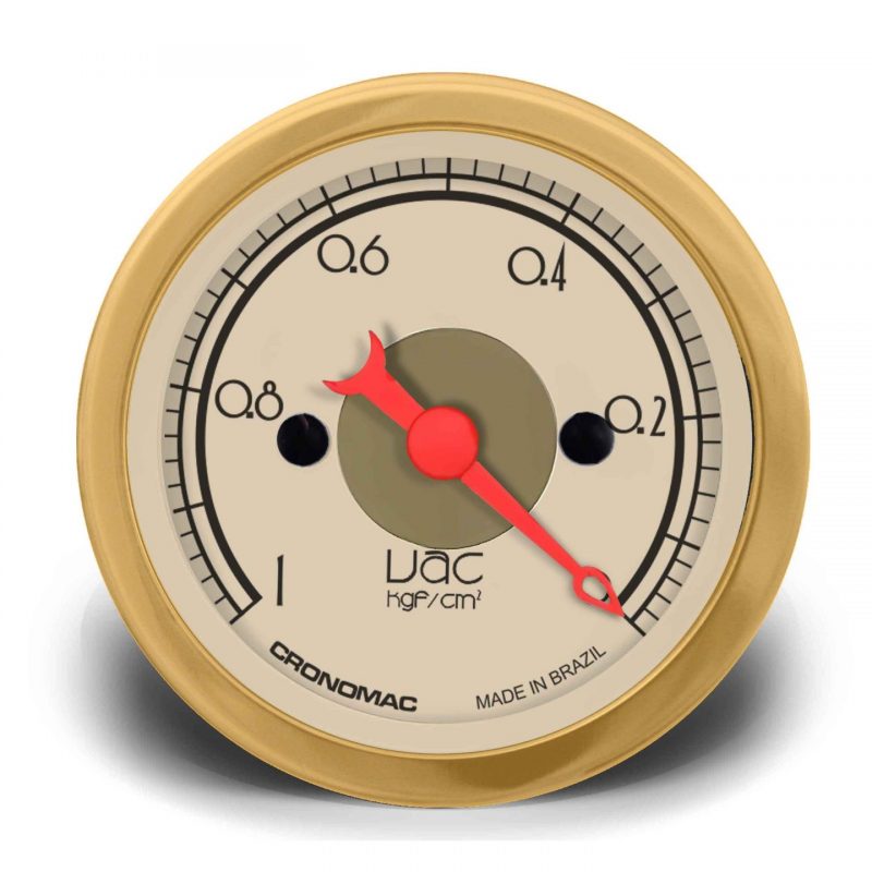 Manômetro Vácuo 52mm Mecânico HOT Gold
