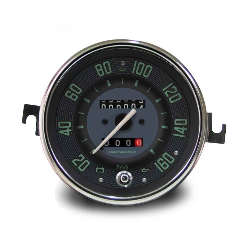 Velocímetro 110mm Mecânico 160kmh VW - Verde 2 hodômetros com sinaleira