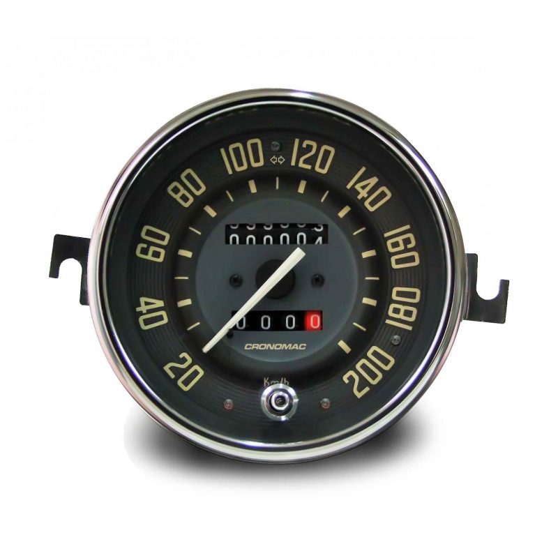 Velocímetro 110mm Mecânico 200kmh VW - Bege 2 hodômetros com sinaleira