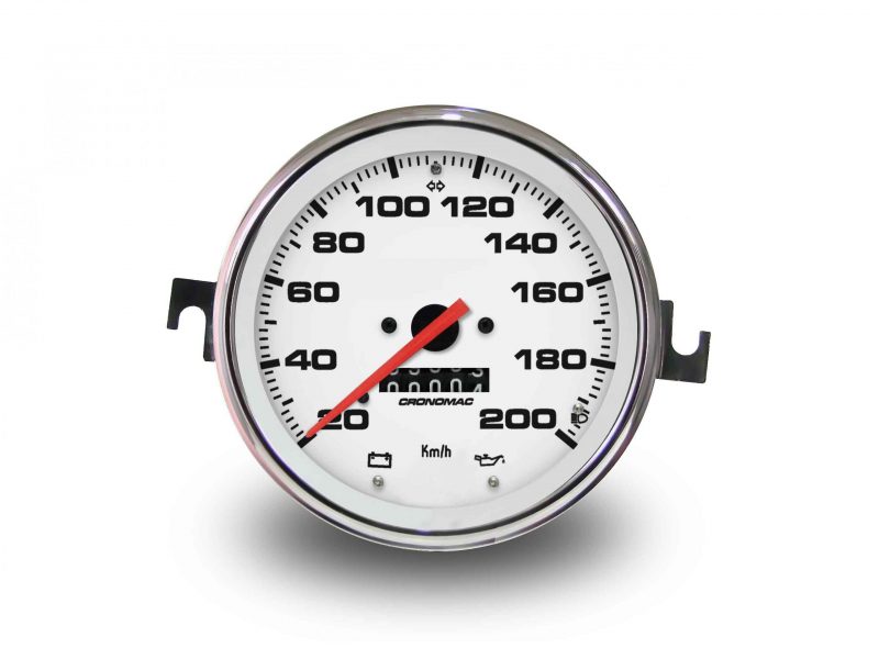 Velocímetro Mecânico 110mm, 200Km/h com Hodômetro Simples e Sinaleira VW/Croma Branco