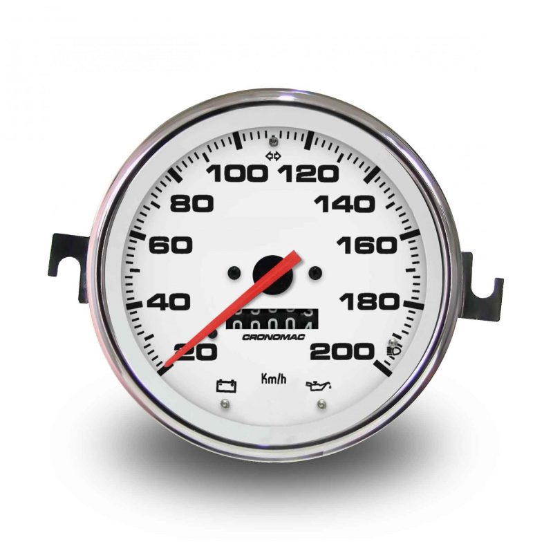 Velocímetro Mecânico 110mm, 200Km/h com Hodômetro Simples e Sinaleira VW/Croma Branco