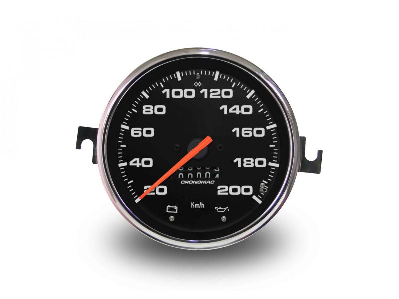 Velocímetro Mecânico 110mm 200 Km/h Hodômetro simples com Sinaleira VW/Croma Preto